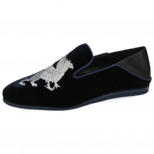 Loafers Scarlett 37 Velluto Midnight Nappa Black Embroidery Dragon