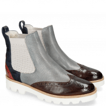 Ankle boots Selina 29 Pisa Mid Brown Perfo Clear Water Textile Dots Blue Ruby