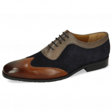 Oxford shoes Rico 8 Rio Mid Brown Suede Pattini Perfo Navy Stone