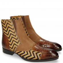 Ankle boots Ricky 11 Big Croco Wood Hairon Drive Way Suede Pattini Tan