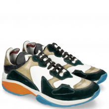 Sneakers Flo 1 Suede Pattini Verde Milled White Olive Stretch Nappa Navy