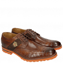 Derby shoes Eddy 25R Big Croco Brown Embrodery
