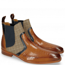Ankle boots Lewis 26 Baby Croco Tan Navy Textile English Rope