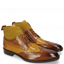 Ankle boots Jeff 34 Cognac Yellow Dark Finishing Sand Suede Pattini Mastic