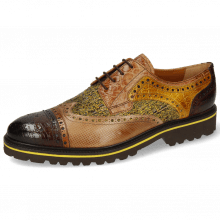 Derby shoes Henry 7 Croco Brown Tan Dice Sand Textile Cedro