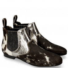 Ankle boots Sonia 4 Hairon Black White Cromia Gunmetal Elastic Glitter Black
