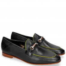 Loafers Scarlett 45 Glove Nappa Black Binding Fluo Yellow