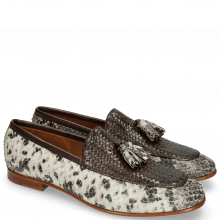 Loafers Clive 21 Snake Ivory Haring Bone Weave Dark Brown