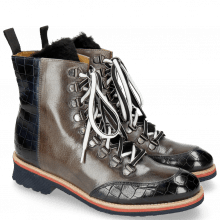 Ankle boots Amelie 71 Crock Navy Grigio Tongue Nappa Fur