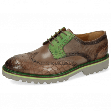 Derby shoes Matthew 33 Crock Stone Dice Electric Green Lizzard Ostrich