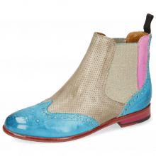 Ankle boots Selina 6 Vegas Turquoise Fuxia Perfo Light Grey