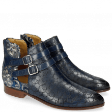 Ankle boots Jessy 19 Perfo Marine Textile Zardosi