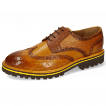 Derby shoes Matthew 33 Crock Indy Yellow Dice Mid Brown Lizzard