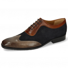 Oxford shoes Rico 8 Rio Stone Suede Pattini Perfo Navy Mid Brown