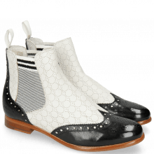 Ankle boots Selina 6 Black Nappa Perfo White Elastic Oxford Black White
