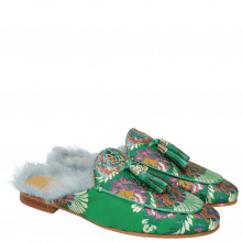 Mules Scarlett 2 Korela Green Fur Lining Turquoise Tassel Green Orange