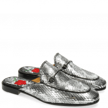 Mules Scarlett 4 Snake Silver Trim Gunmetal