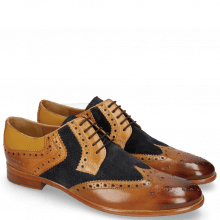 Derby shoes Clint 19 Tan Nubuck Perfo Deep Navy