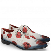Derby shoes Toni 1 Suede Pattini Jute Shade Navy Washed Embroidery Roses