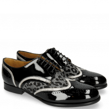 Derby shoes Sally 15 Patent Black Nappa Aztek Silver Leo