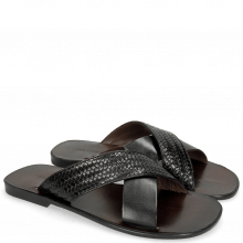 Mules Sam 23 Woven Black Lining Dark Brown