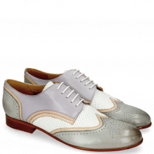 Derby shoes Sally 15 Salerno French Grey Nude Nappa Perfo White Lavender