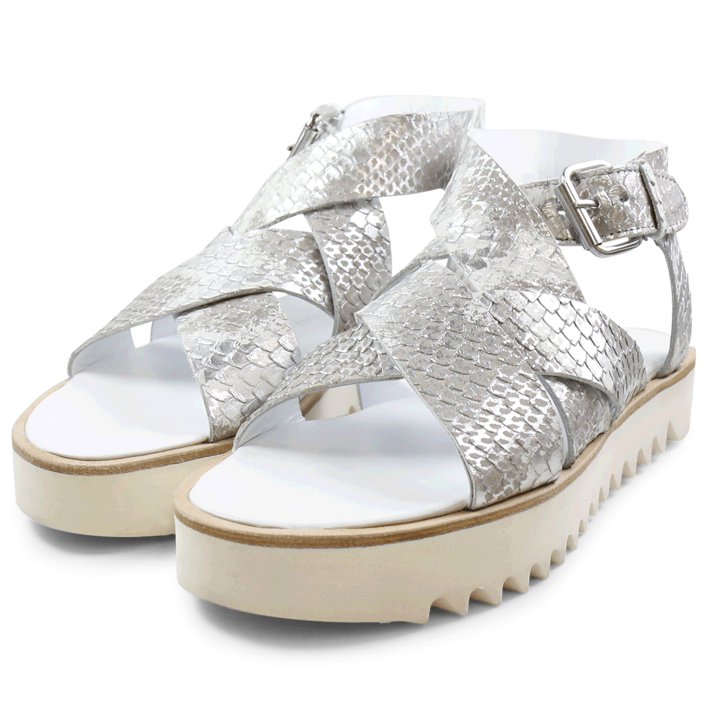 Sandales Celia 25 Italian Snake Silver Ladakh White