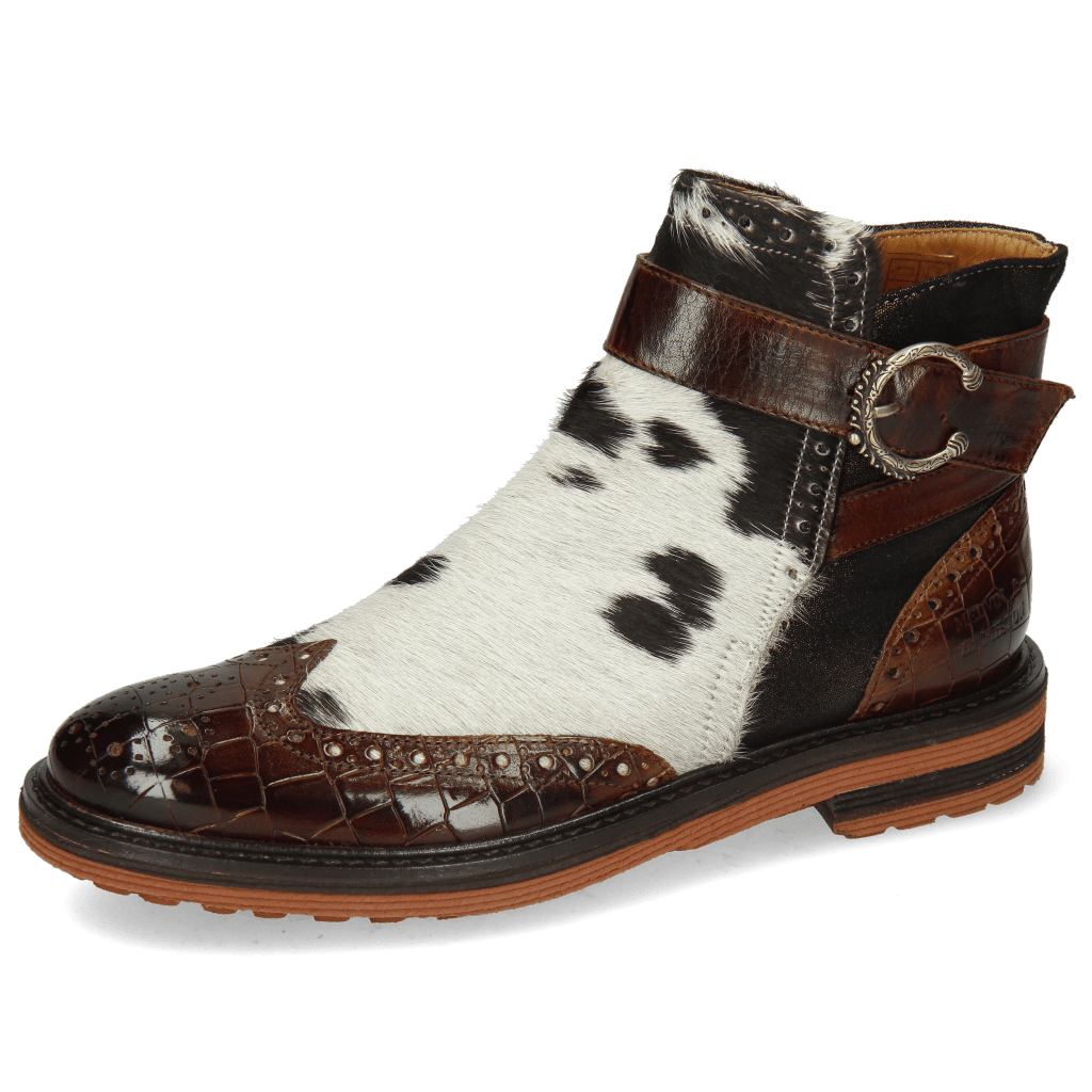 Bottines Amelie 67 Crock Mid Brown Hairon Jersey Textile Prisma Bronze