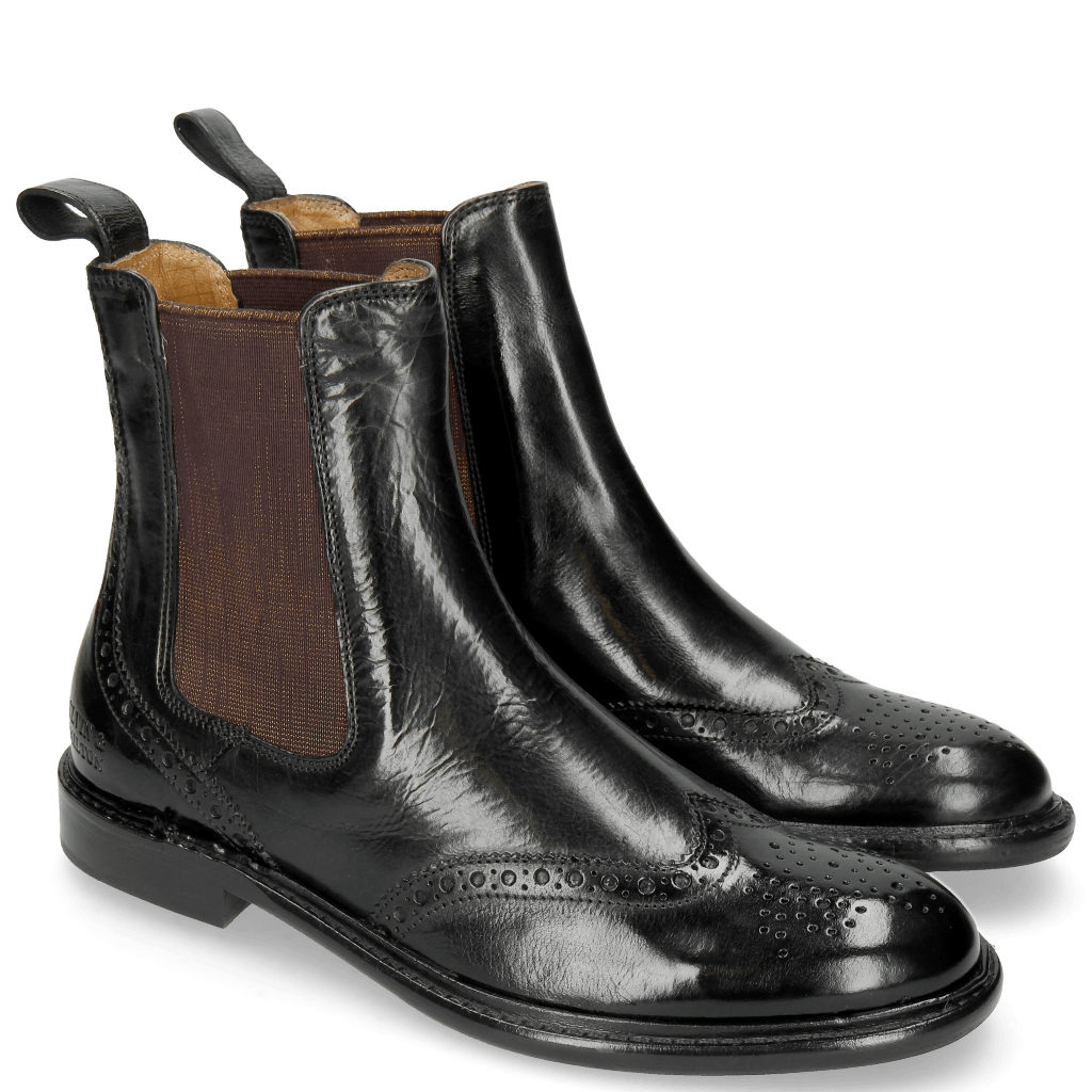 Bottines Sally 112 Indus Black Elastic Glitter Burgundy
