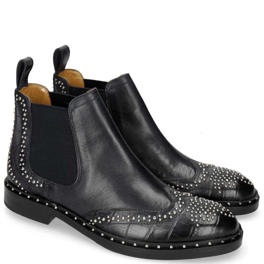 Bottines Sally 45 Big Croco Navy Rivets