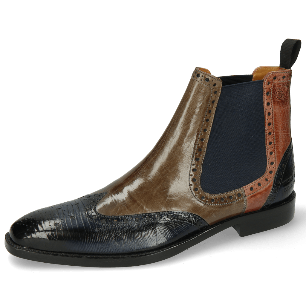 Bottines Martin 5 Guana Navy Grigio Plum Textile