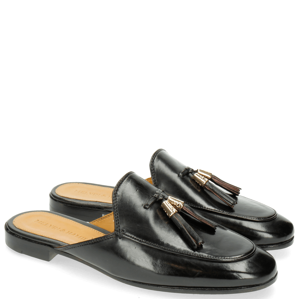 Mules Scarlett 2 Black Tassel Black Red Accessory Gold