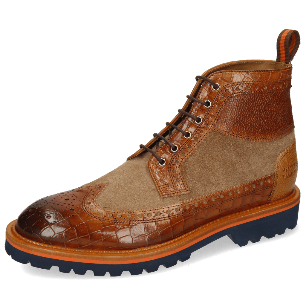Bottines Matthew 9 Crock Cognac Suede Pattini Scotch Grain Sand