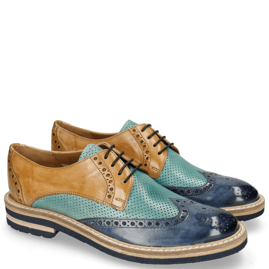 Derbies Amelie 3 Pisa Wind Perfo Mermaid Mastic Olivine Aspen Navy