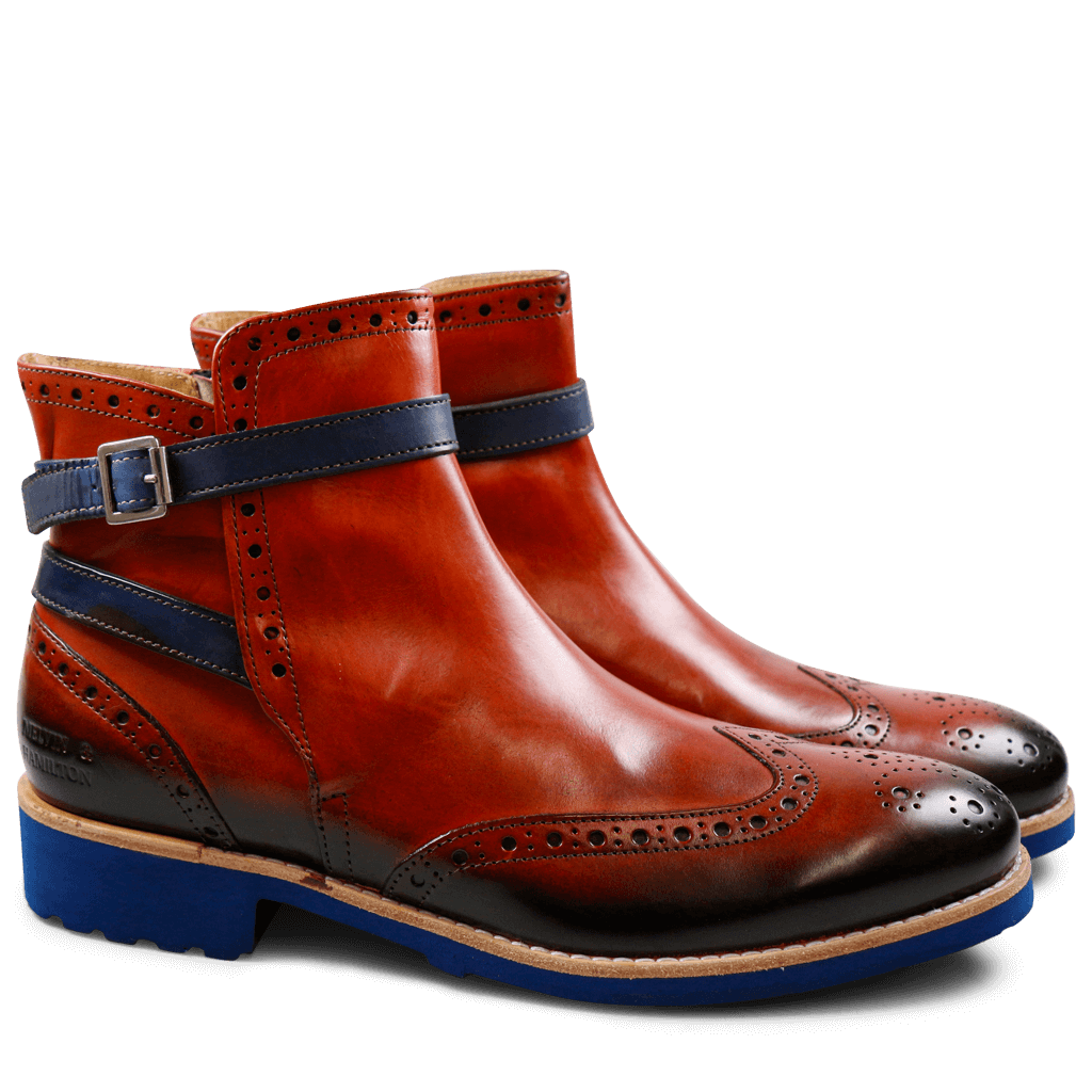 Bottines Amelie 11 Orange Shade Mid Blue Strap Mid Blue