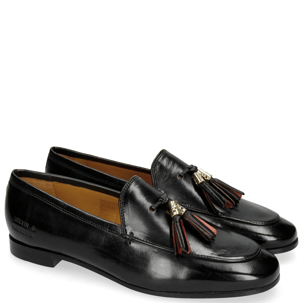 Mocassins Scarlett 3 Black Tassel Black Red
