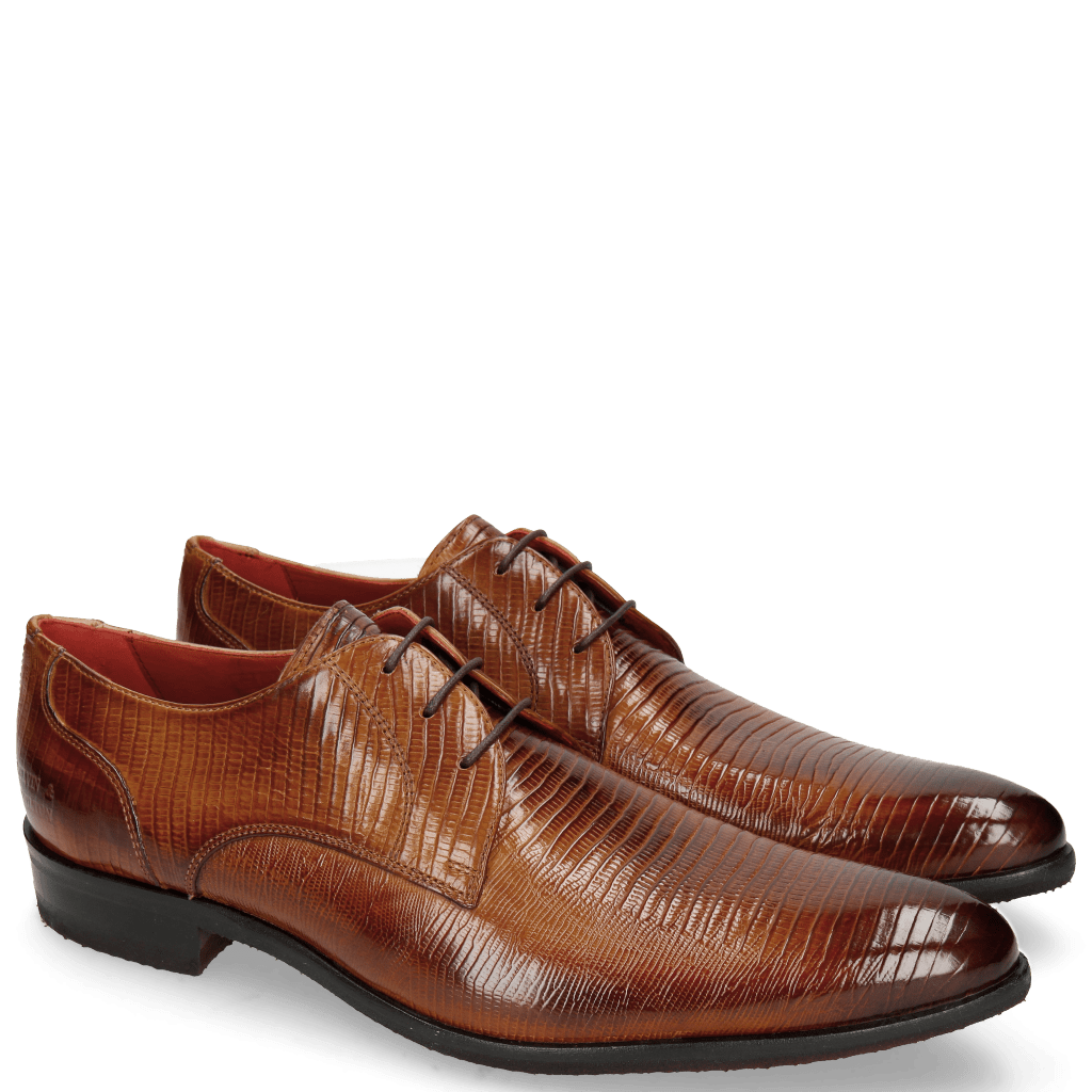 Derbies Toni 1 Lizzard Tan Lining Red