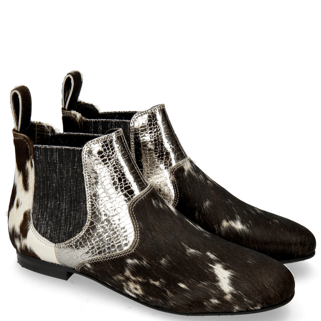 Bottines Sonia 4 Hairon Black White Cromia Gunmetal Elastic Glitter Black