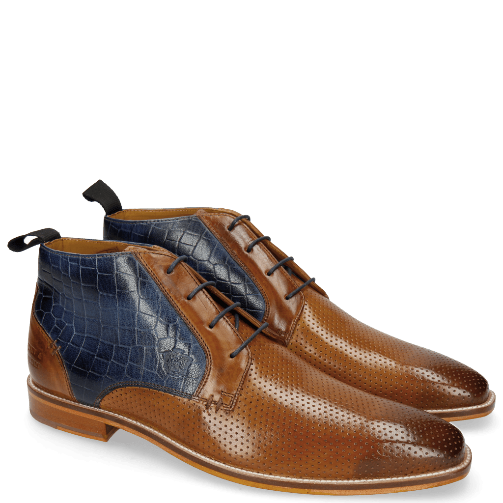 Bottines Alex 11 Berlin Perfo Tan Venice Crock Navy