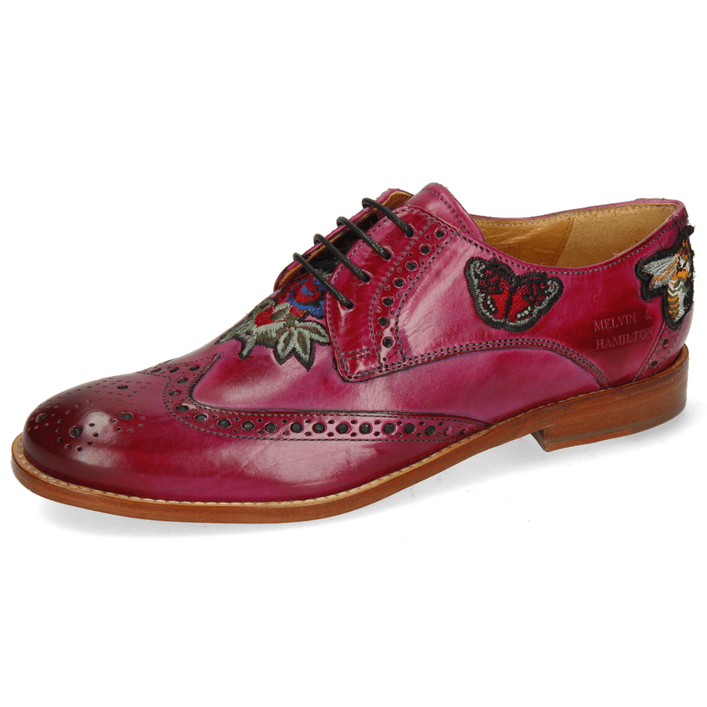 Derbies Amelie 46 Dark Pink Embroidery