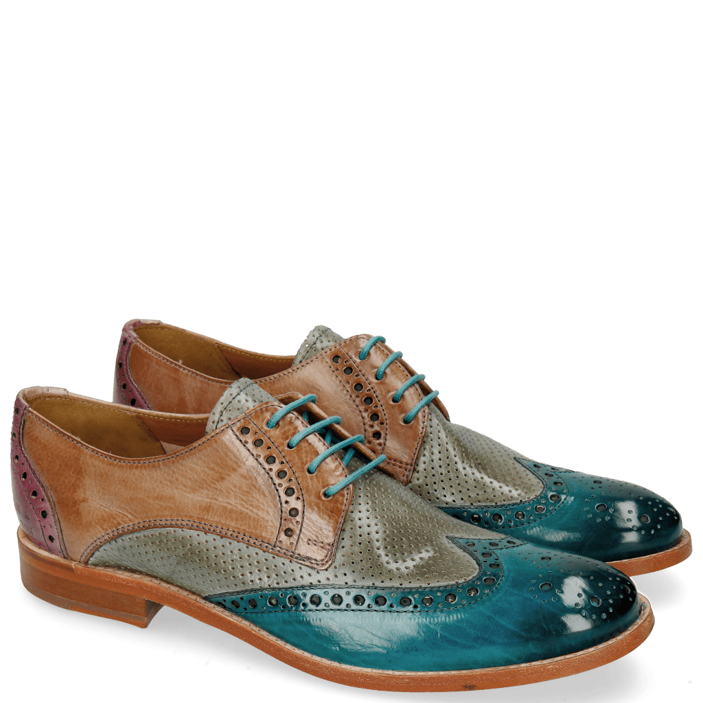 Derbies Amelie 3 Turquoise Perfo Clear Water Light Rose