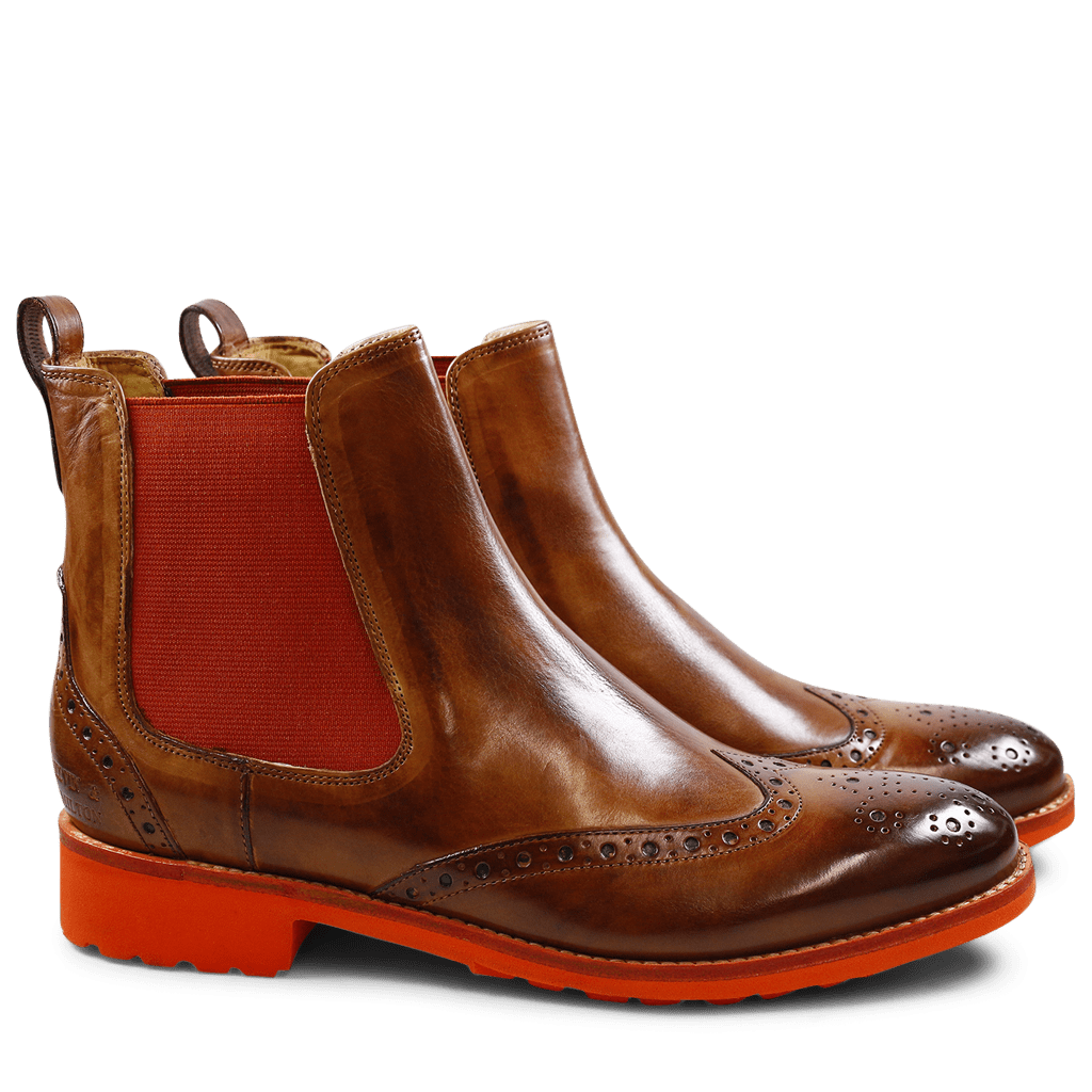 Bottines Amelie 5 Crust Wood Elastic Orange Rook D Orange