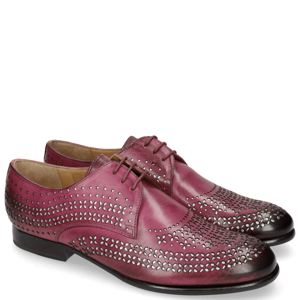 Derby schoenen Sally 82 Dark Pink Lasercut Feather