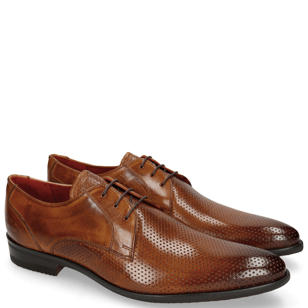 Derby schoenen Toni 1 Perfo Tan Modica Red