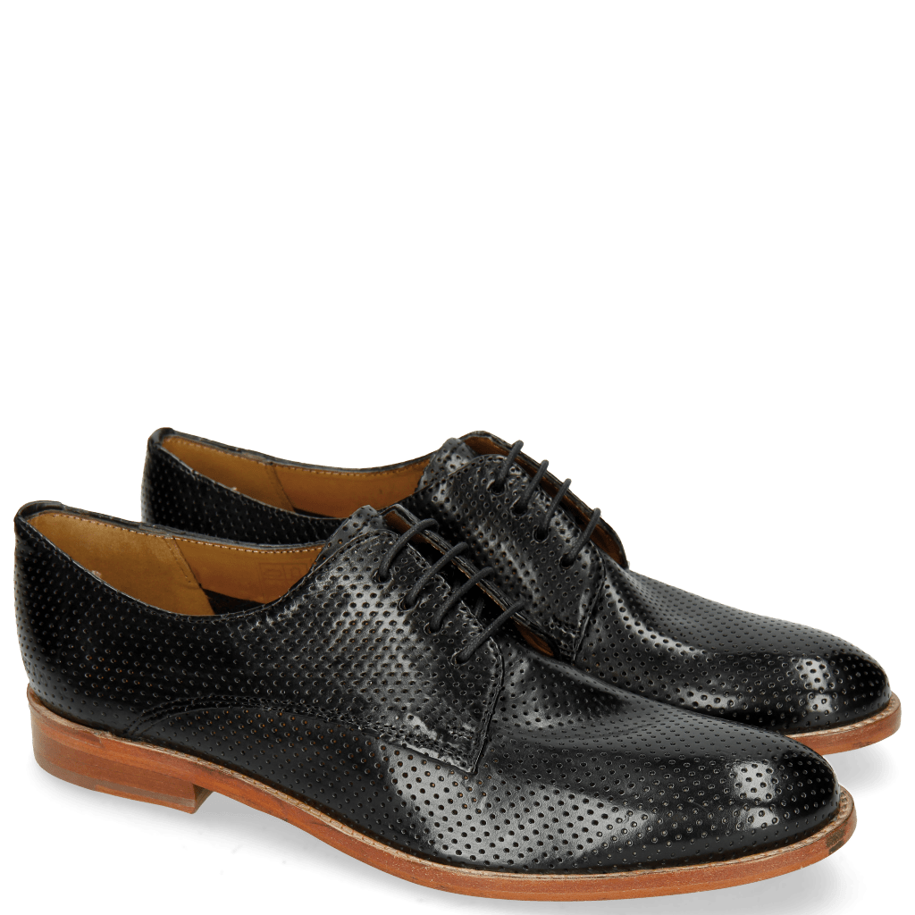 Derby schoenen Amelie 14 Perfo Black Lining Rich Tan Collar