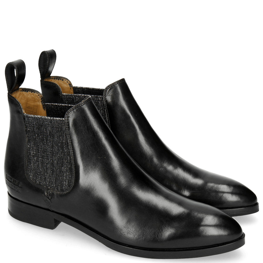 Enkellaarzen Jessy 1 Black Elastic Glitter