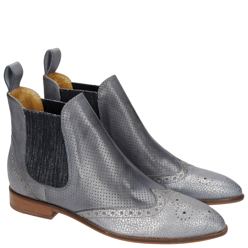 Enkellaarzen Jessy 4 Grafi Silver Blue Perfo Glicine