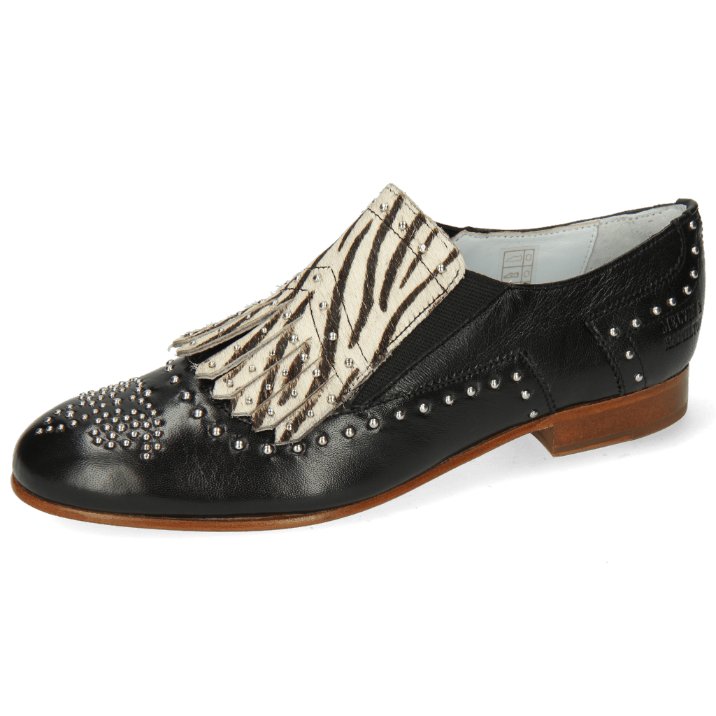 Loafers Sally 95 Nappa Glove Black Hairon Young Zebra