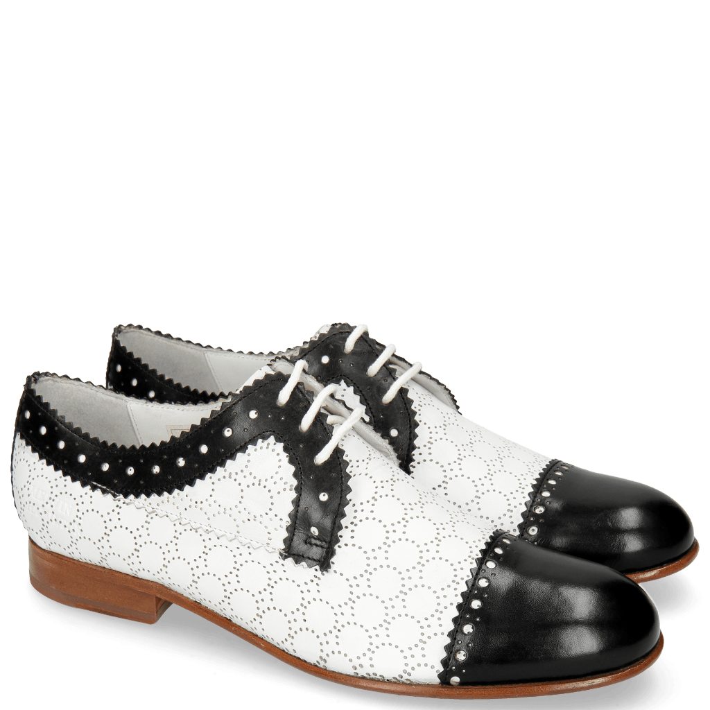 Derby schoenen Sally 107 Black Nappa Perfo White