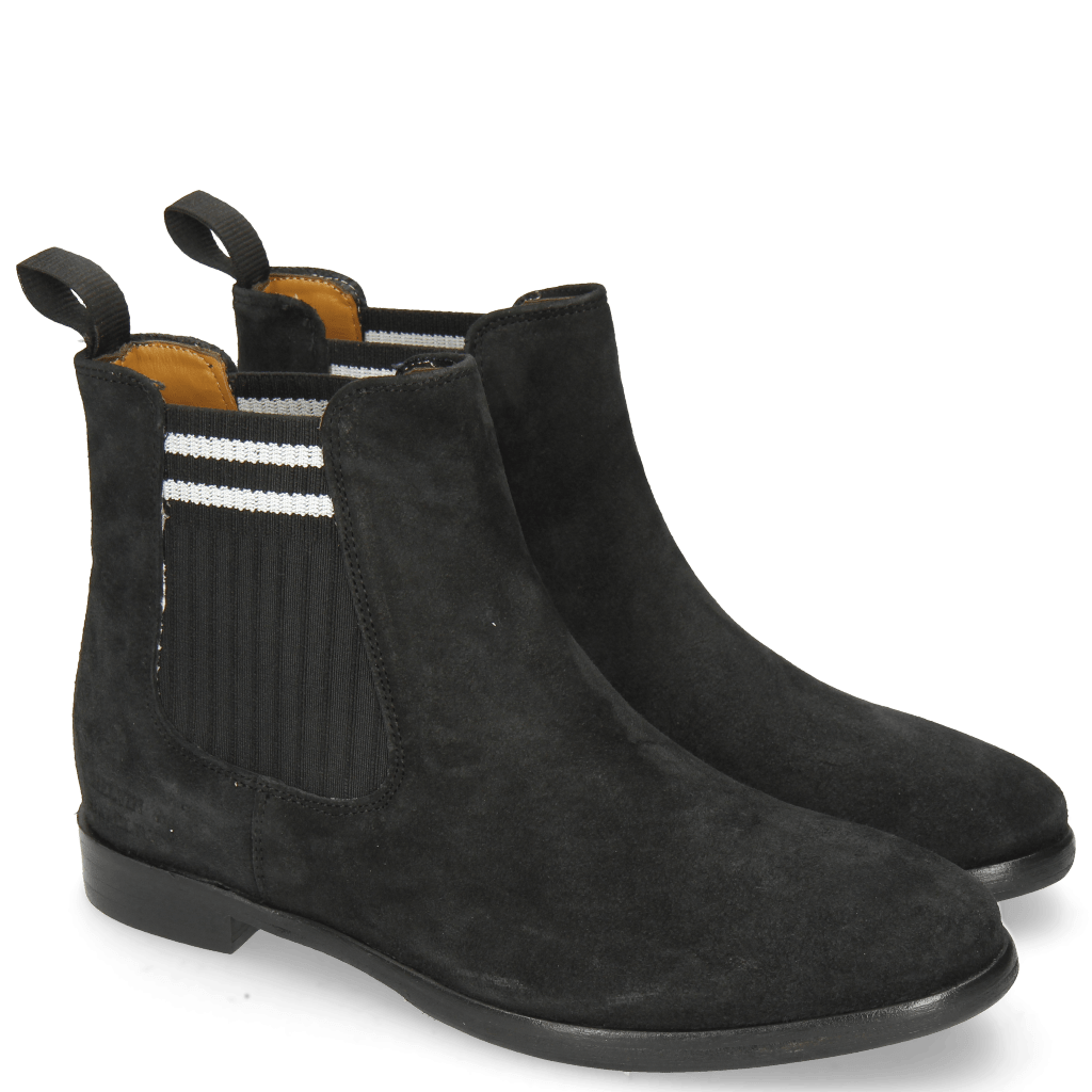 Enkellaarzen Daisy 6 Lima Black Elastic Lines White